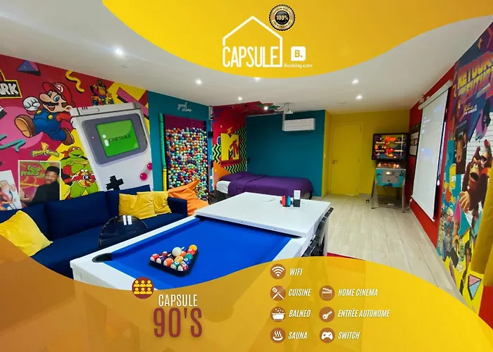 Capsule 90\'S - Balneo - Sauna - Flipper - Billard - Netflix - Nintendo Switch & Jeux -