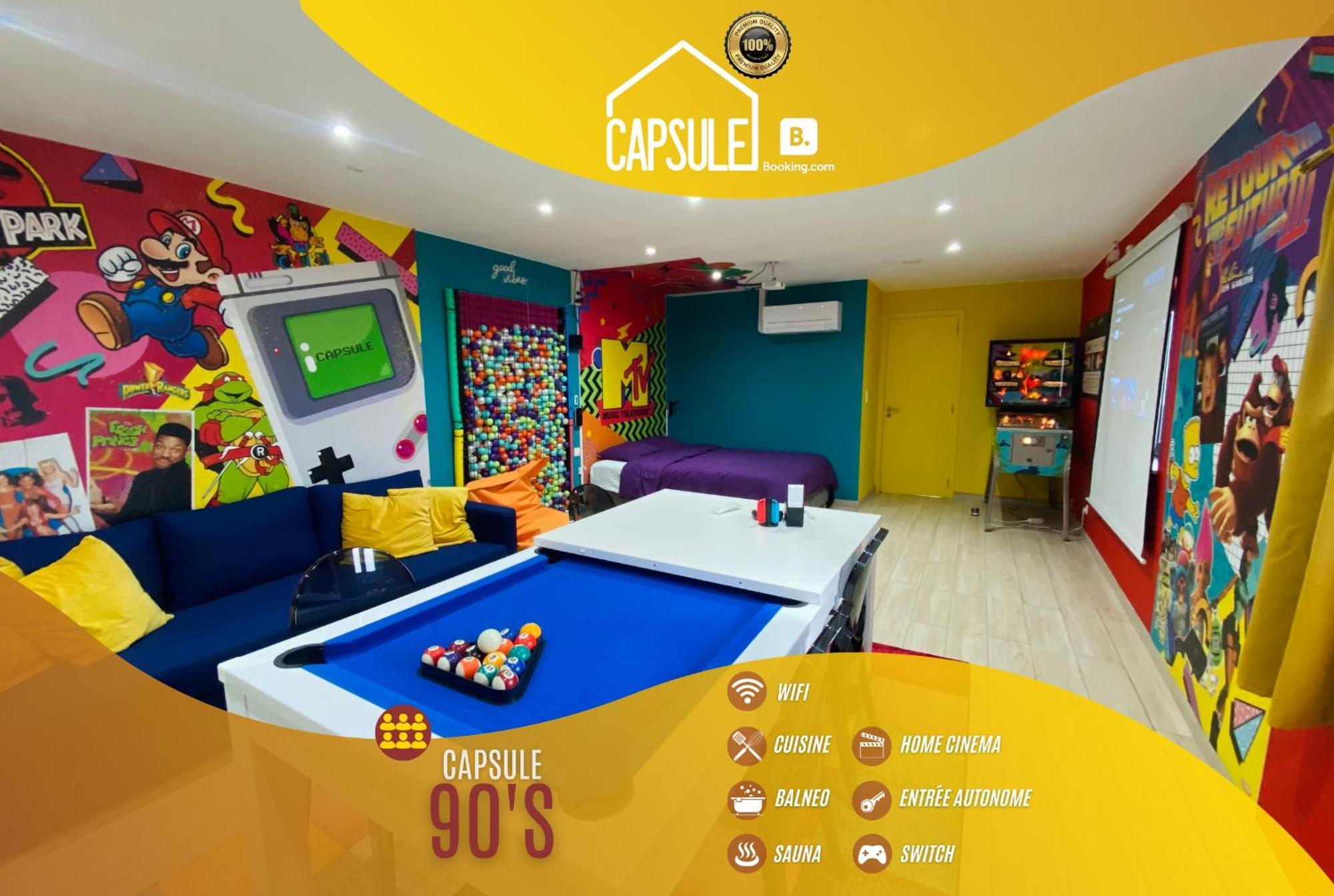 Apartment Capsule 90's - Balneo - Sauna - Flipper - Billard - Netflix - Nintendo Switch & Jeux - Mons